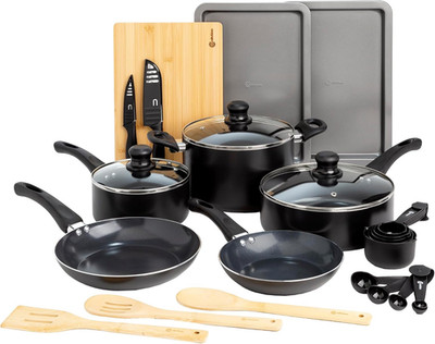 Ecolution Easy Clean Ceramic Nonstick Cookware Set, Dishwasher Safe Kitchen Pots