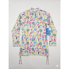 NEW Coolibar L Youth Lawai Ruche Swim Shirt UPF 50 Rash Guard Tropical Fruit