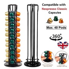 Revolving Rotating 40 Capsule Coffee Pod Holder Tower Stand Rack for Nespresso