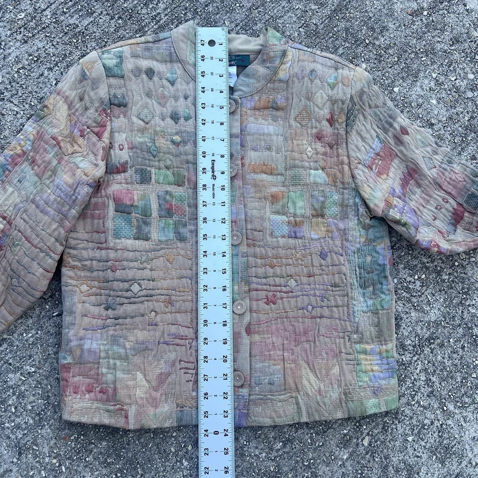 Chaqueta para mujer vintage Orvis EE. UU. tapiz acolchado con botones geométrica talla M Foto 3 de 4