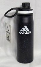 Adidas Steel Straw 600ML Metal Water Bottle Black Blue Speckled Splatter NWT