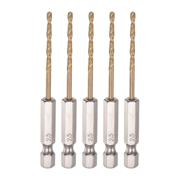"5Stk 1/4\" Sechskant Schaft Bohrung Bits 2.5Mm Titanium Bohrung Bits Set M35 Hoch"-image