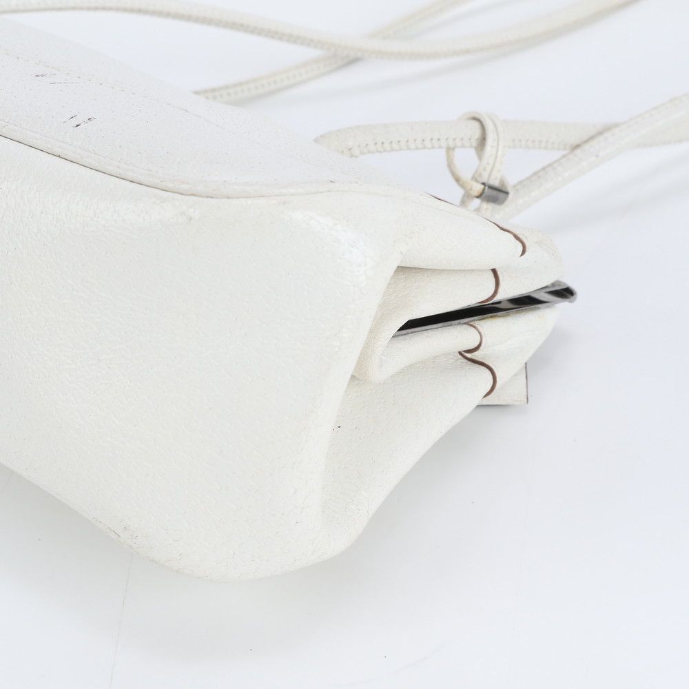 GUCCI 92725 Leather Kiss Lock Tote Bag Shoulder Handbag Silver Hardware White thumbnail 4