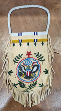 Vintage Native American Beaded Medicine Bag c1902 Plains Indian Fringed