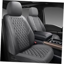Premium Leather Car Seat Covers Full Set,Universal Front and Rear 5 seats Grey