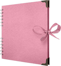 Square Scrapbook Photo Albums 8 X 8 Inch Pink Thick Paper, Hardcover, Metal Corn
