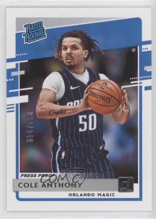 2020 Panini Donruss Rated Rookies Press Proof Silver /349 Cole Anthony #208 8d4