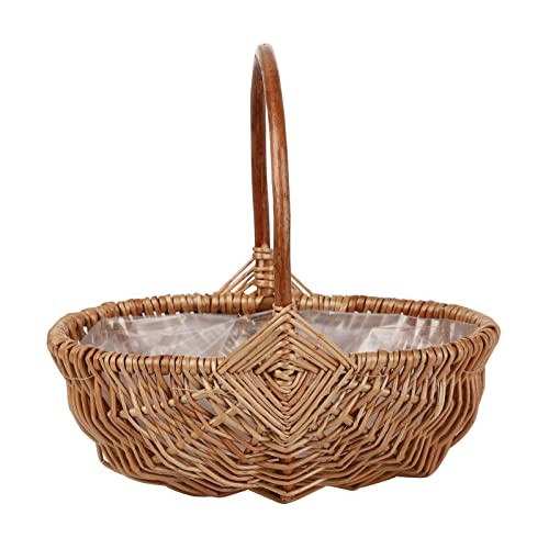 Rattan Flower Basket, Handmade Wicker Planter Basket with Plastic Liner & - Picture 5 of 7