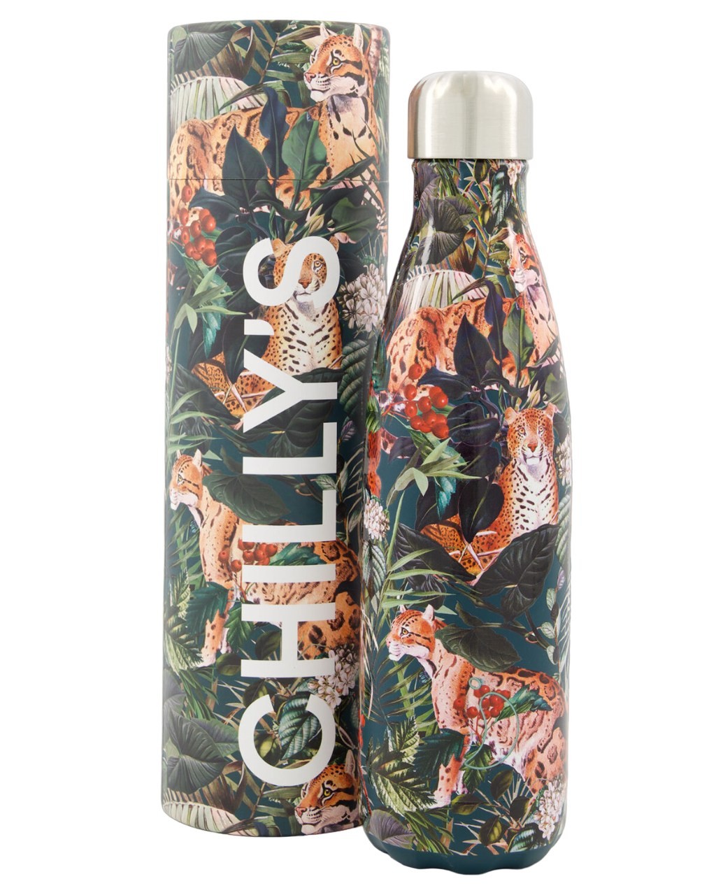 Chilly`s Leopard Tropical Edition, Stainless Steel Thermal Bottle 750ml