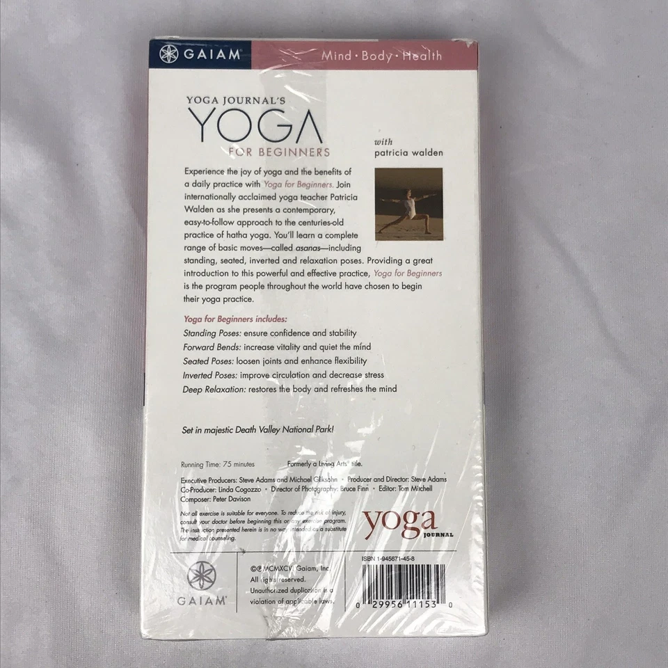 NEW GAIAM Yoga Journal's Yoga For Beginners VHS 1997 With Book Sealed 75 Minute - Image 4 of 4