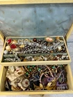 Vintage 10x7” Jewelry Box &Costume &FASHION Jewelry Lot Craft, Wear, Sell
