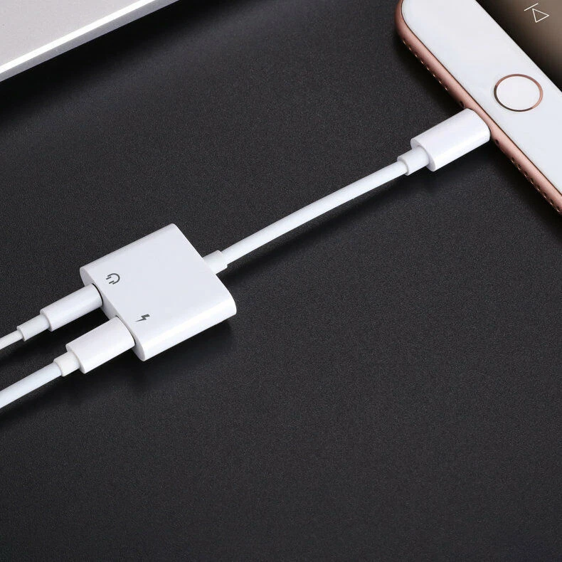 2in1 Adapter für Apple iPhone Splitter auf Klinke Aux 3,5mm Audio Kopfhörer Weiß - Bild 3 von 4
