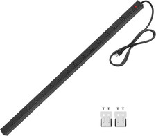 Long Heavy Duty Metal Power Strip, 16 Outlet Large Industrial Multi Wide Strip f