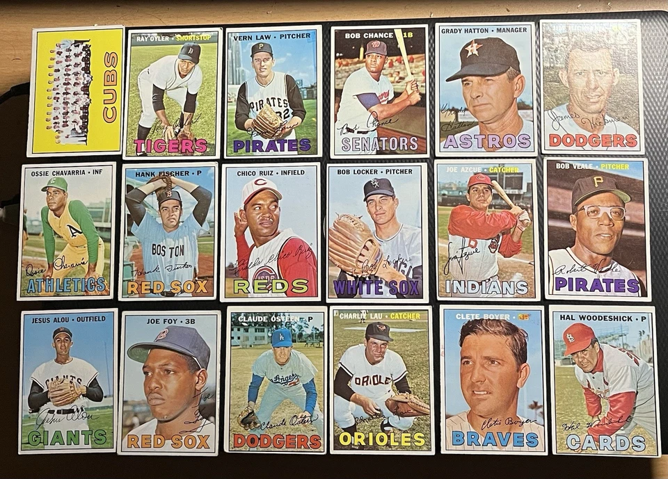 Lote de 200 tarjetas de béisbol 1967 Topps de baja calidad pliegues con estrellas, HOFers, radiocontrol todas las fotos Foto 4 de 4