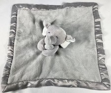 Carter's Elephant Hugs Lovey Security Blanket Gray Plush Satin Trim Grey 15  EUC