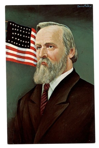 Rutherford B Hayes President artist Morris Katz flag patriotic art postcard