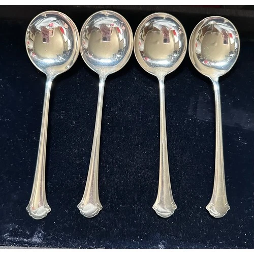 4 Towle Sterling Silver Soup Spoons Chippendale 6.5"