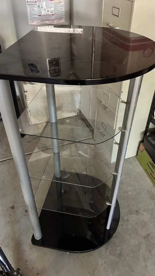 Glass  TV Stand for 65-inch TVs 3-Sided Rustic Media Console Table - Image 3 of 3