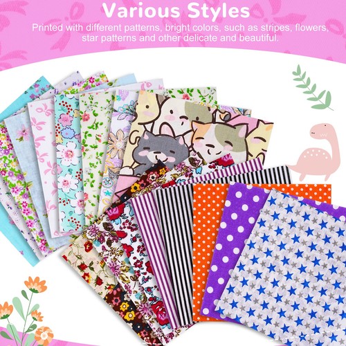 70pc Multicolor Cotton Fabric Squares 25x25cm for Quilting & Sewing - Picture 19 of 30