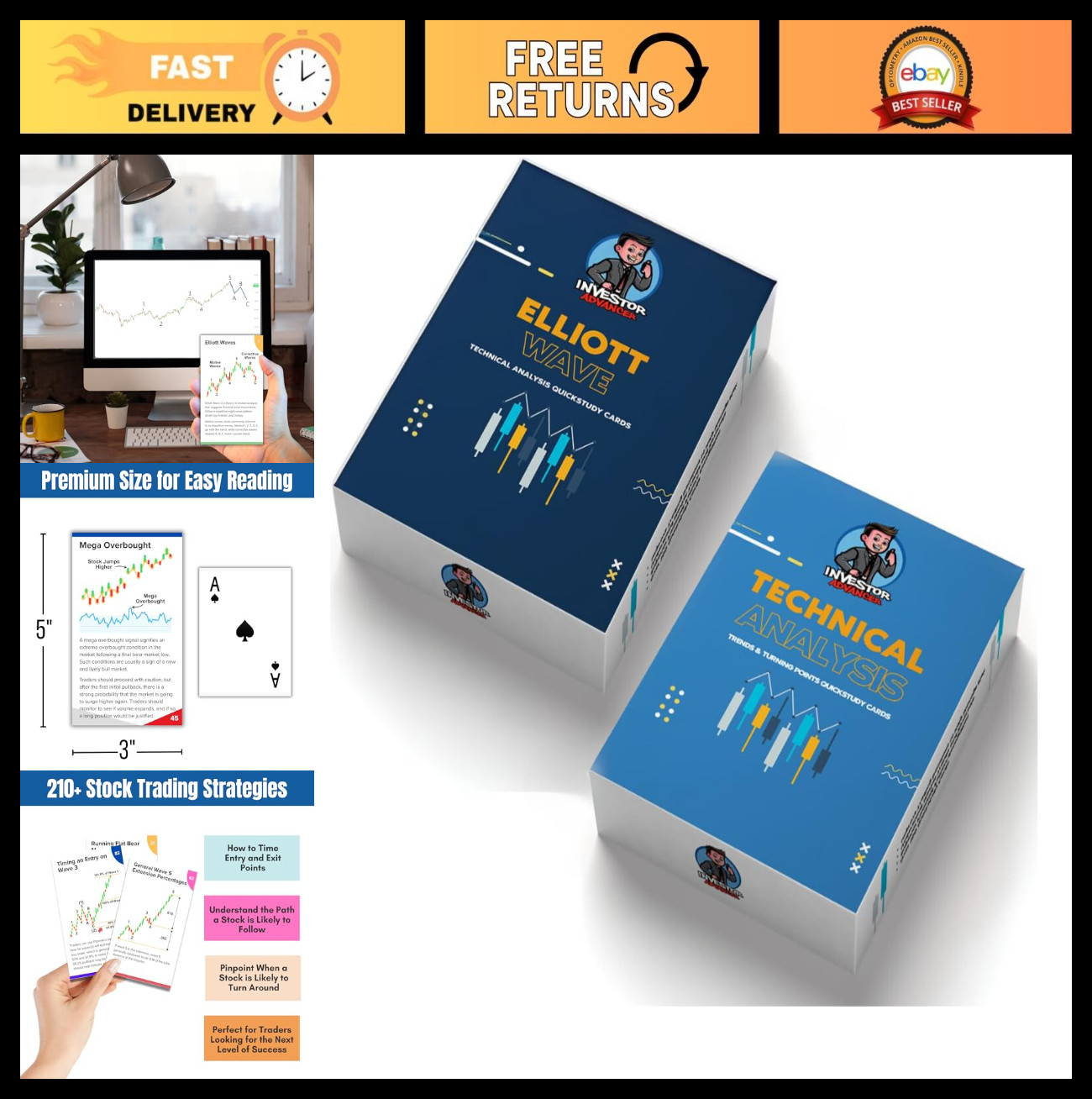 Stock Market Flashcards Set: 210+ Cards For Technical Analysis &Amp; Strategies, Ell