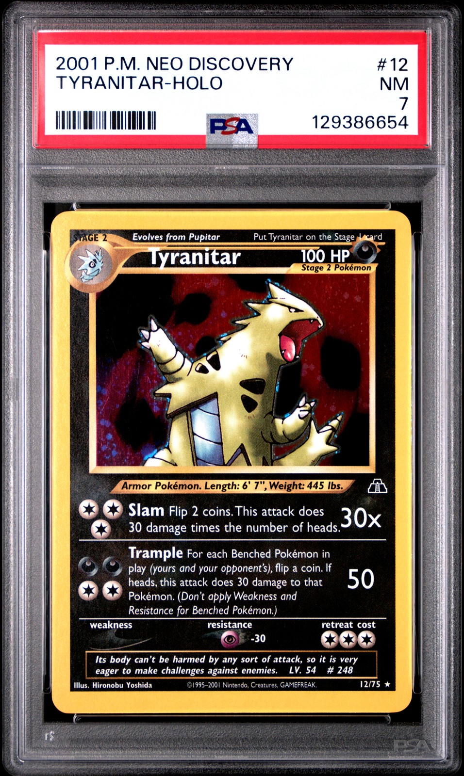 2001 Pokemon Neo Discovery #12 Tyranitar Holo PSA 7 NM
