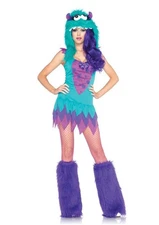 Sexy Frankie Monster Dress & Furry Hood Costume Adult X-Small 0-2