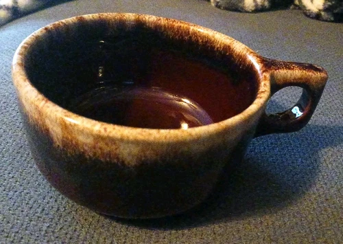 Vintage Monmouth Western Brown Drip Handled Soup Bowl 