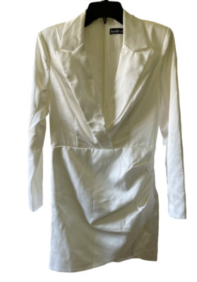 LAVISH ALICE Mini Wrap Detail Blazer Dress In Ivory-white US 6 **NO BELT NEW