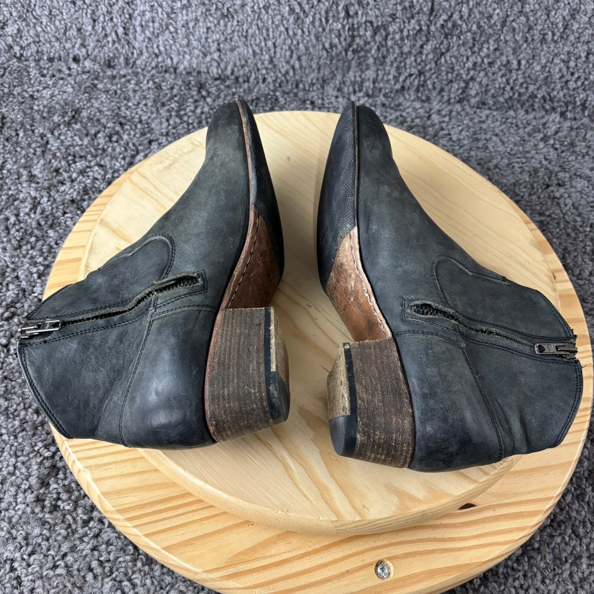 Peter Nappi Western Ankle Boots Womens 9.5 Leather Gray Slip  display picture 1