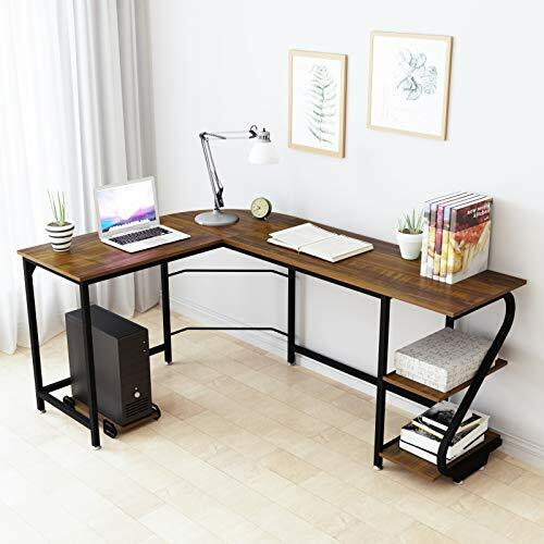 Weehom Modern Corner Computer Desk L Shaped Desk With Shelves