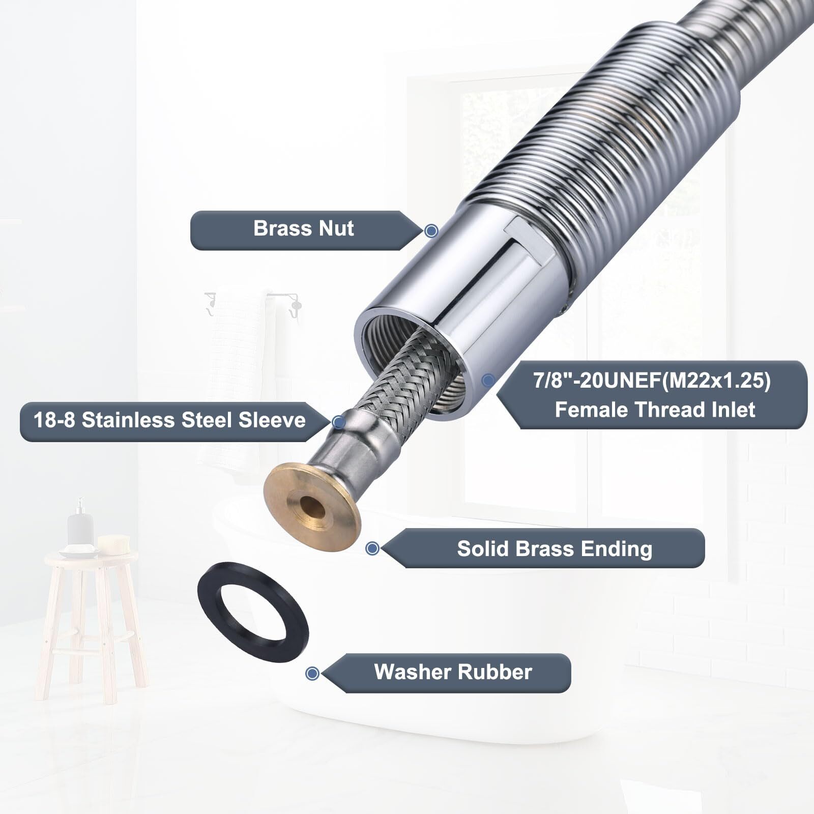 iVIGA 38" Commercial Sink Faucet Sprayer Hose Pre-rinse Sprayer Hose for Comm...