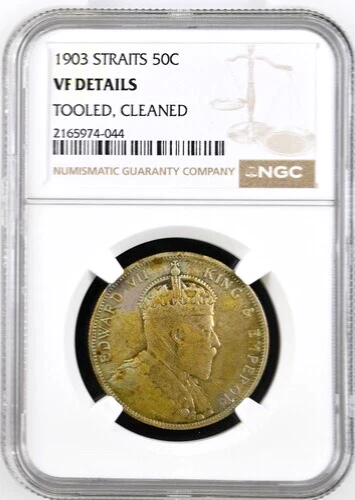 1903 Straits Settlements 50 Cents, NGC VF Details, KM-23, Malaysia