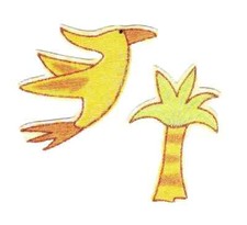 dinosaur bird fabric applique iron on tree not embroidered 1.5 inch USA made