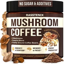Mushroom Coffee Powder - 9 Mushroom Adaptogen Mix - 4.8 oz.