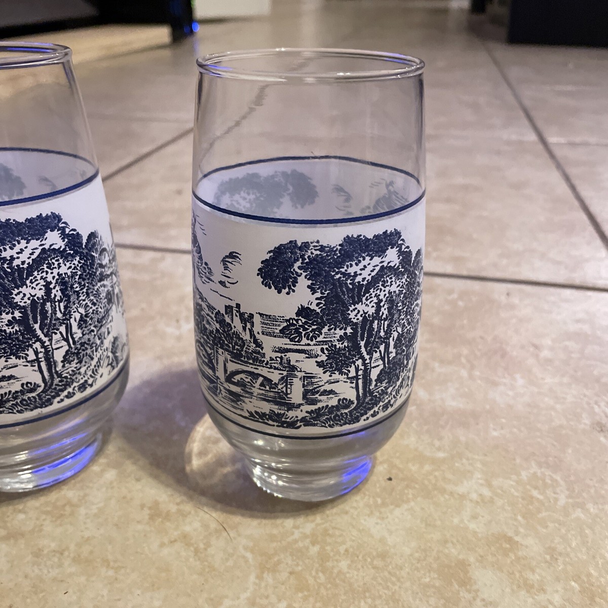 3 Vintage Blue & White Enoch Wedgewood Scenic Tumblers Drinking