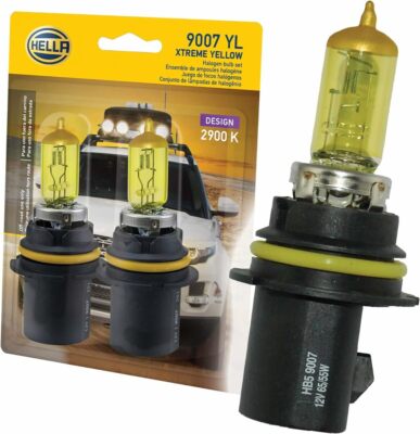 HELLA 9007 YL Twin Blister Xtreme Yellow Bulb (12V 65/55W), 2 Pack