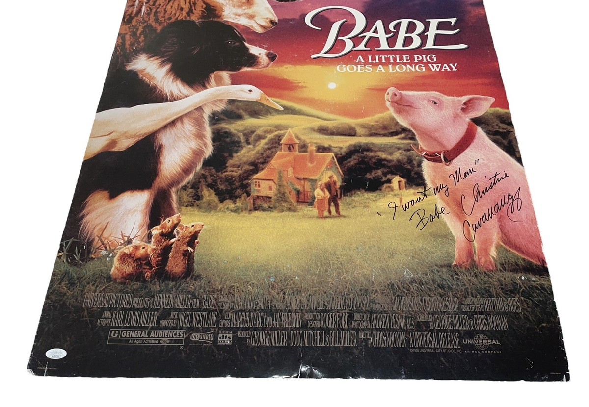 CHRISTINE CAVANAUGH Signed BABE 27x40 POSTER Authentic Autograph