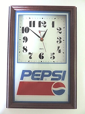 【動作確認済】ペプシ PEPSI ハノーファー HANOVER 壁掛け時計 Vintage Pepsi Hanover Quartz Wall Clock Wood Frame Soda Drink Time