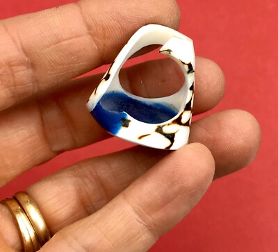 Bague coquillage , ebene , turquoise