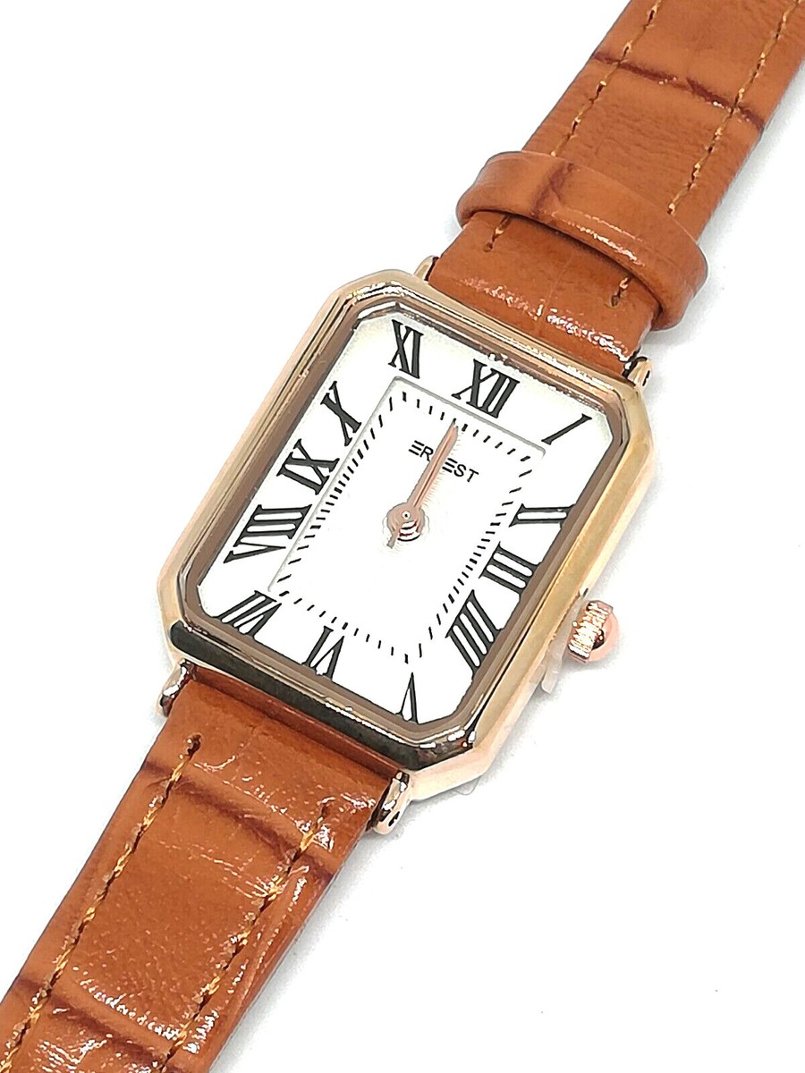 Montre femme quartz chiffre romain bracelet cuir véritable couleur