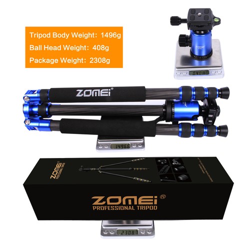 Z818C Blue Tripod Travel Pro Carbon Fiber Monopod&Ball Head for DSLR