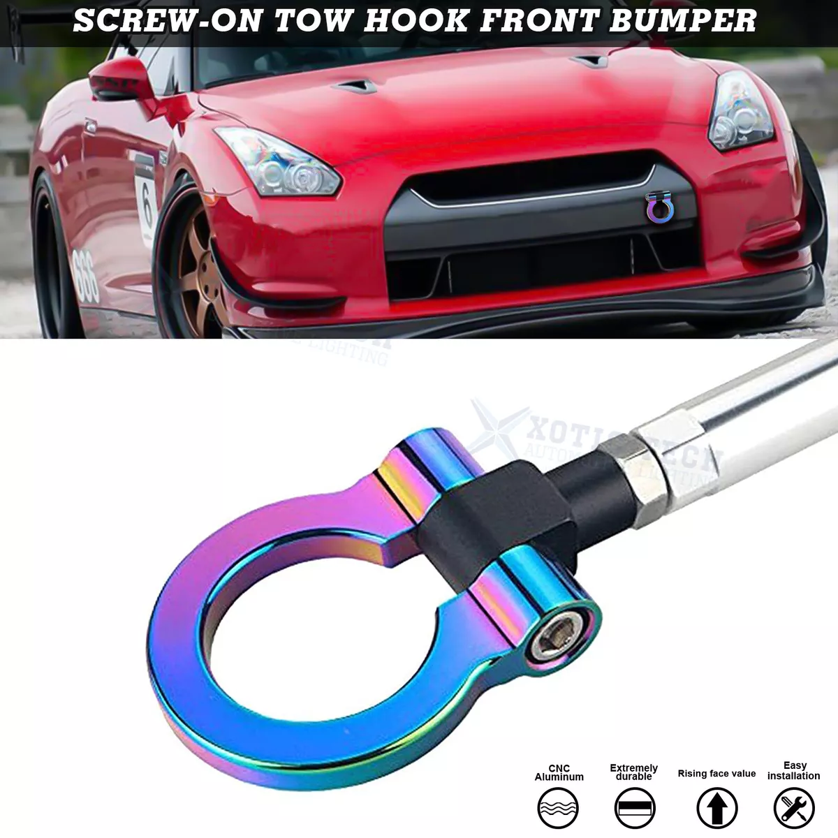 NEO Chrome JDM Style Front Bumper Tow Hook For Nissan 370Z 350Z Infiniti  Q50 Q60