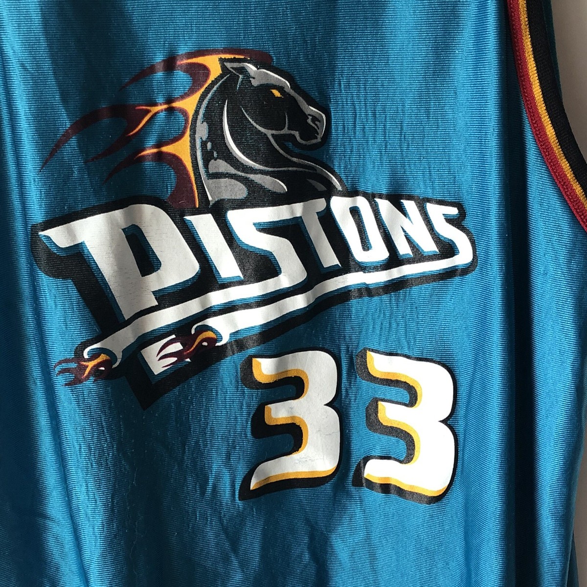 ★ Champion ★ NBA デトロイト・ピストンズ 33 ゲームシャツ 美品 NBA PISTONS グラント・ヒル HILL ＃33 デトロイト