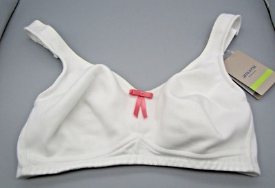 AMOENA~34D~44540~White LEE Non-Wired Cotton Blend Mastectomy Bra