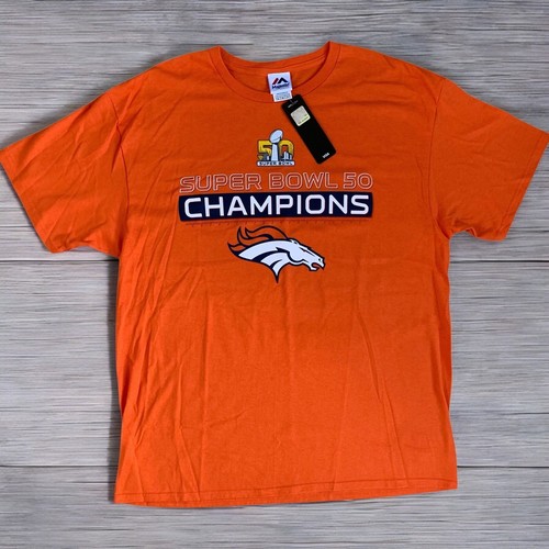 NFL Denver Broncos Super Bowl 50 Erwachsene XL Kurzarm Majestic Apparel Neu mit Etikett