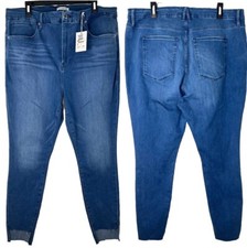 Good American NEW Plus Size Good Waist StepHem Skinny Jeans Size 22 Medium Wash