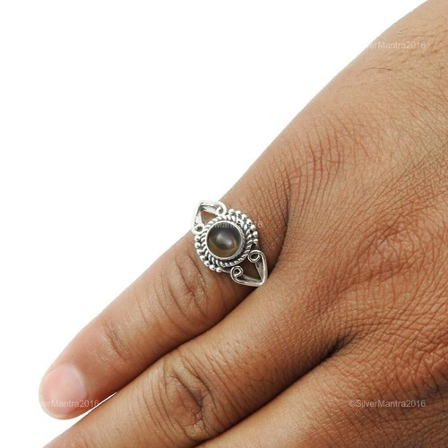 Women Gift Smoky Quartz Gemstone Boho Cocktail Ring Jewelry Solid Silver - Picture 4 of 7
