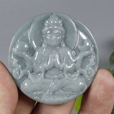 Cert'd Green 100 Natural A Jade Jadeite Pendant Bodhisattva Avalokitesvara 6510