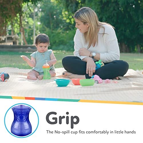 Nuby No-Spill Sippy Cup with Flex Straw for Boys - (3-Pack) 10-Ounce Bottles -