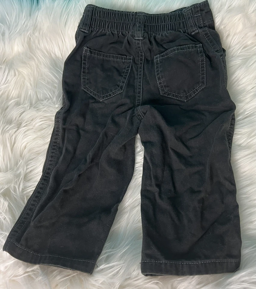 Pantalones negros Wonder para niños pequeños de algodón cintura elástica talla 12M Foto 3 de 4